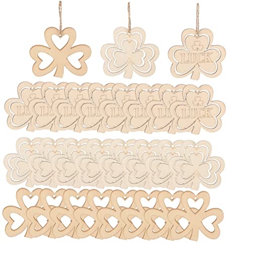 Holibanna 30 Stück Kleeblatt-Anhänger Wandbehänge st. Ausschnitte Ornament saint patricks day accessoires dekosand grün etiketten unfertige Holzscheibe Holzscheiben selber machen Buchsbaum von Holibanna