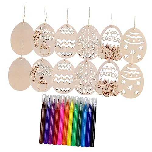 Holibanna 30 Stück Ostereier Holzscheiben Ornamente Party Dekorateur Handwerk hängend groß Dekoration lackierbar unfertige Holzverzierungen hölzern von Holibanna
