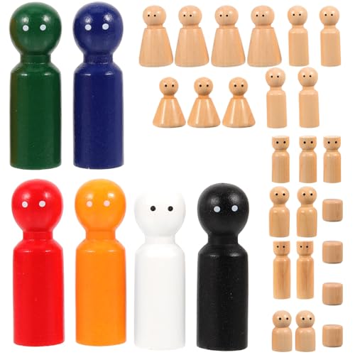 Holibanna 30 Stück Teiliges Holz Peg Dolls für Unbemalte DIY Holzfiguren zum Bemalen und Gestalten Kreative Bastelspielzeuge aus Hochwertigem Holz Sicher und Fördernd für Fantasie und von Holibanna