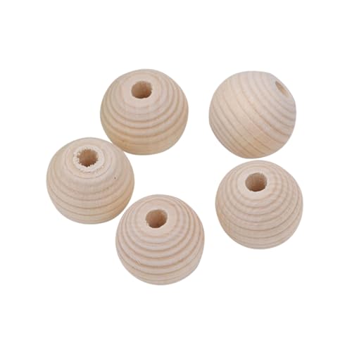 Holibanna 30 Stück Teiliges Holzperlen mit Gewinde Naturfarbene DIY Bastelperlen zum Auffädeln für Armbänder und Halsketten Sichere Materialien für Schmuckherstellung von Holibanna