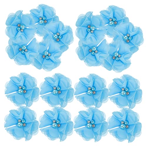 Holibanna 30Stücke Chiffon Patches mit Strass und Perlen DIY Dekoration für Kleidung Accessoires und Bastelarbeiten Hochwertige Haltbare Stoffblüten von Holibanna