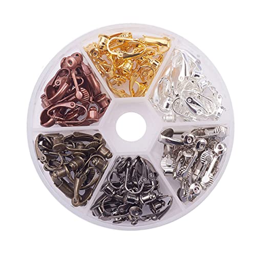 Holibanna 36 Stück Teiliges Ohrclips Zubehör für Durchbohrte Ohren Bunte DIY Ohrringe für Kreative Schmuckherstellung und Reparatur Klarer Aufbewahrungsbox von Holibanna