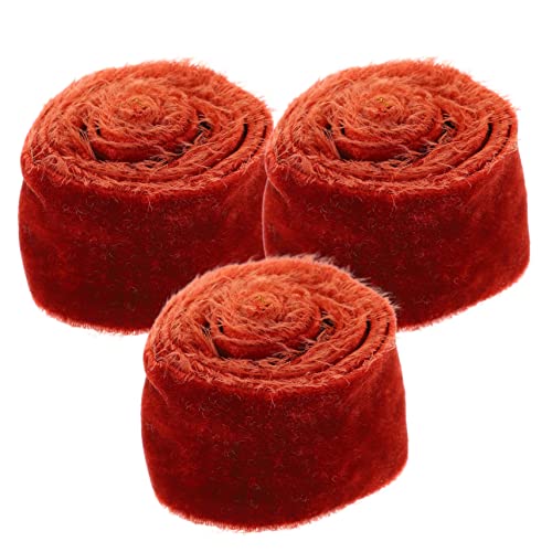 Holibanna 3Rollen Fransiges Samtband Dekoratives Geschenkverpackungsband Polyester Für Hochzeiten Festivals Und DIY Dekorationen Für Haarbögen Blumenverpackungen Und Mehr von Holibanna