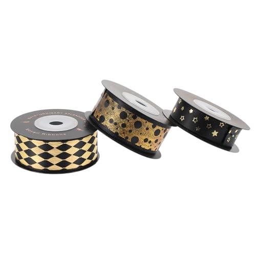 Holibanna 3Rollen Premium Schwarzes Geschenkband Polyester für Kreative Verpackungen für DIY Projekte Blumensträuße und Festlichkeiten von Holibanna