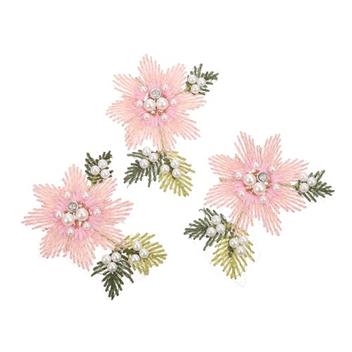Holibanna 3 Stück Blume Form Patches Stickerei Applikationen zum Aufbügeln Dekoration für Kleidung Hochzeit Selbstgemacht 3D Handgefertigte Verzierungen von Holibanna