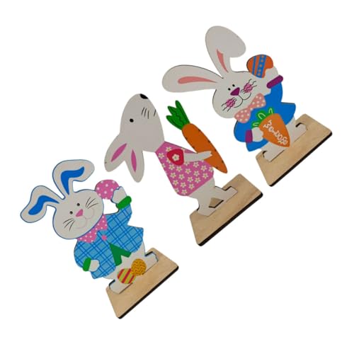 Holibanna 3stücke Teiliges Osterhase Deko Bunte Bunny Ornamente Für Garten Party Zuhause Und Hochwertige Holzverarbeitung Mit Feinen Details von Holibanna