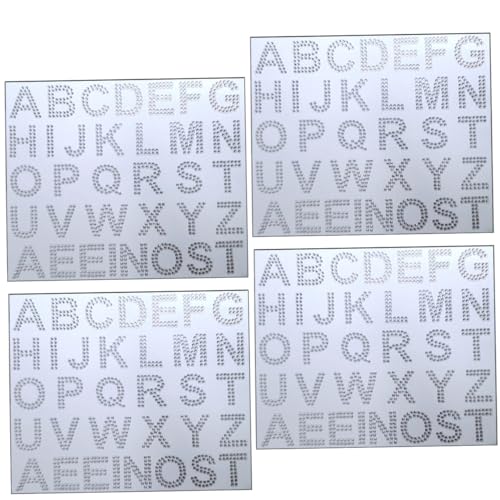 Holibanna 4 Blätter Glitzer Rhinestone Buchstabenaufkleber Selbstklebende für DIY Kleidung Taschen Hüte Möbel Bling Patches zum Aufbügeln und Dekorieren von Holibanna