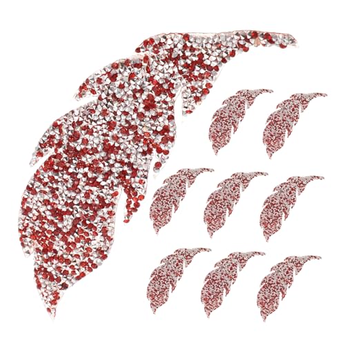 Holibanna 4 Paare Strass-Patches Flecken Flicken nähen gestickte Aufnäher Blatt Kleidung Patches Verzierungen kleine Kleiderflicken Aufnäher für Kleidung Strasssteine rot von Holibanna
