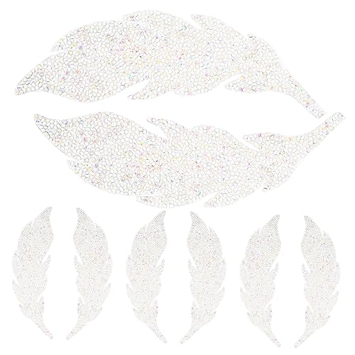 Holibanna 4 Paare Strass-Patches Hut-Patch Flicken nähen DIY -Kleidung dekorative Fellflecken Hutflecken bunt aufkleber Kleiderdekoration Blattflecken Heißschmelzkleber Weiß von Holibanna