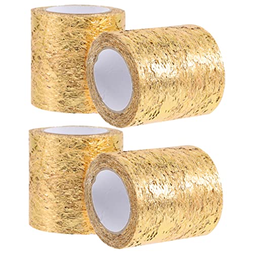 Holibanna 4 Rollen Goldenes Tüllband Dekoratives Netzgewebe für DIY Bastelprojekte für Schleifen Geschenkverpackungen und Festtagsdekorationen für Hochzeiten und Feiern von Holibanna