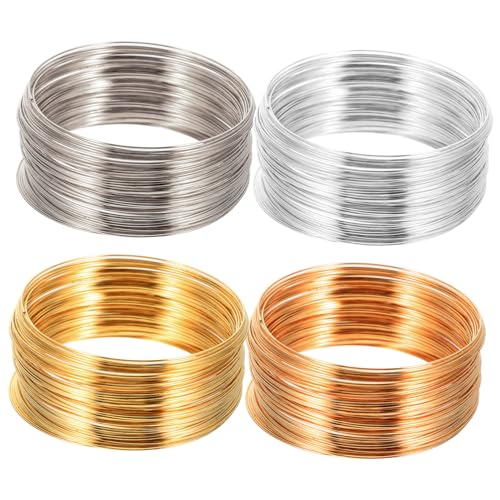 Holibanna 4 Rollen Memory Draht Schmuckdraht aus Edelstahl Farben Gold Weiß k Silber Gold Flexibel Langlebig für DIY Armband Schmuckherstellung Multifunktionale Perlendraht Sets von Holibanna
