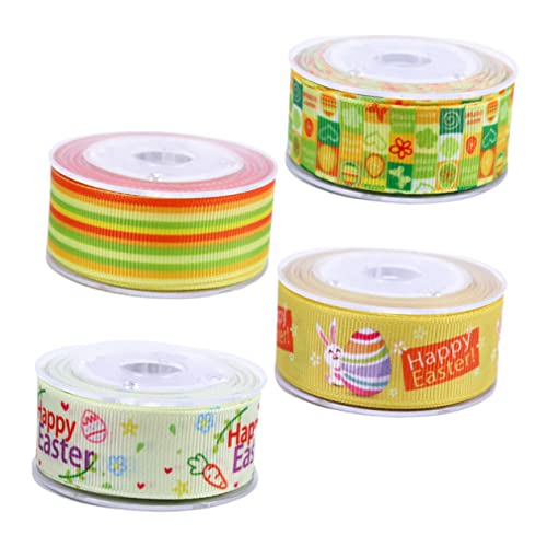 Holibanna 4 Rollen Osterband Dekorband Frühlingsband Band zum Verpacken Garnband Schleife fadenspule dekoband ostern geschenkverpackungen dekoring DIY band zubehör Verpackungsband Polyester von Holibanna