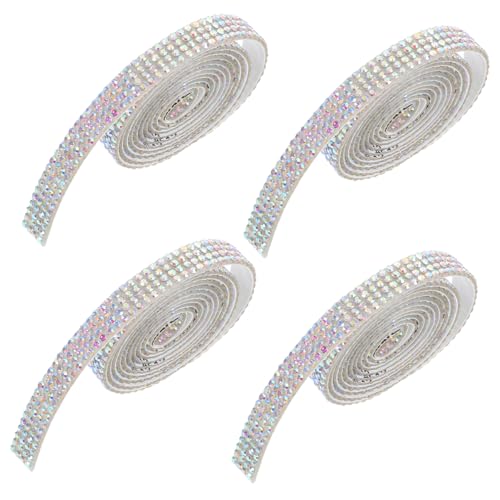 Holibanna 4 Rollen Selbstklebendes Strassband Breit Glänzendes Ab Farb-rhinestone Tape für Geschenkverpackung Kleidung Schmuck Basteln DIY Dekoration von Holibanna