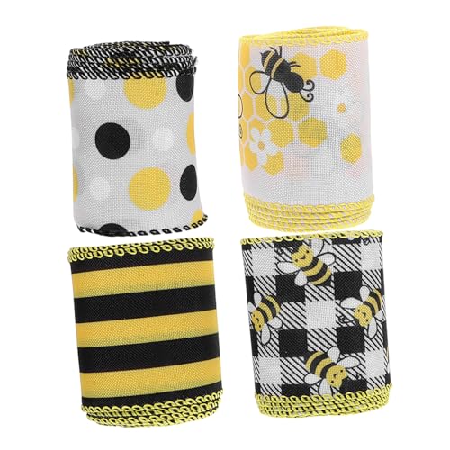 Holibanna 4 Rollen Teiliges Farbig Bedruckte Bienen dekorationsbänder aus Polyester Vielseitige Bastel Geschenkband Schleifenbänder zum Verpacken und DIY deko Leicht Zuschneidbar und Holibanna 4 Rollen Teiliges Farbig Bedruckte Bienen dekorationsbänder aus Polyester Vielseitige Bastel Geschenkband Schleifenbänder zum Verpacken und DIY deko Leicht Zuschneidbar und von Holibanna