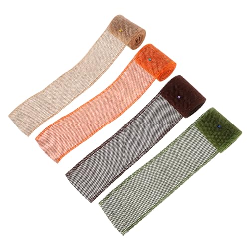 Holibanna 4 Rollen dekoratives Band Hochzeit weihnachtsdrahtband Satin Schneiden rosa Schleife Bänder zum Verpacken Weihnachten weißes Band bunt Leinenstreifen selber machen Sackleinenband von Holibanna