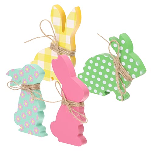 Holibanna 4 Stück Holz Hase Osterhase Deko Figuren Holz Hasenfigur Für Tisch Schreibtisch Vitrine Schrank von Holibanna