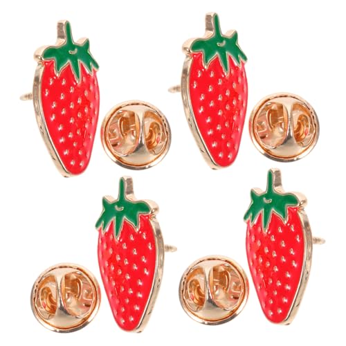 Holibanna 4 Stück Obstbrosche Erdbeeren Wäschenadeln Erdbeere Kragenclips Obstnadel Taschendekor Mode Obst Broschennadeln Für Taschen Kleine Nadel Anstecknadel Broschen Zinklegierung von Holibanna