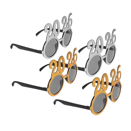 Holibanna 4 Stück Partybrille mit Trendigen Runden Gläsern Glitzerndes Design Auffälliges Neujahrs und Weihnachts Accessoire für Erwachsene Fotorequisite und Festdekoration von Holibanna