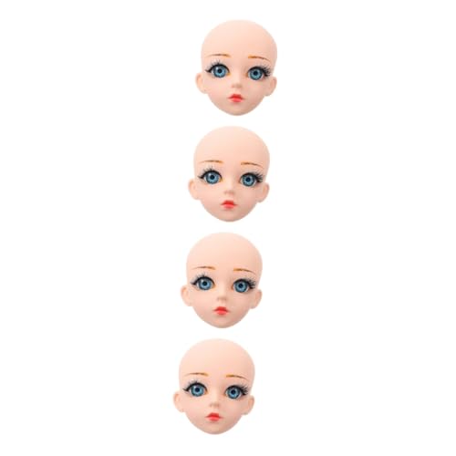 Holibanna 4 Stück Puppenkopf aus Vinyl Nähen Puppenpuppen DIY liefert Kleiner Puppenmodellkopf Puppenmaterialien selber Machen Vinylkopf für Puppe 3D-Puppenspielzeug Puppe DIY Kopf Beige von Holibanna