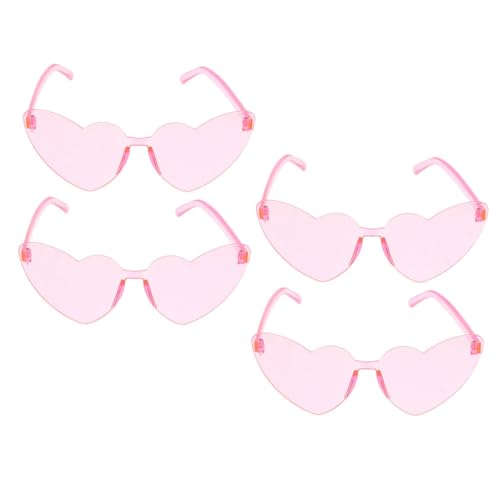 Holibanna 4 Stück Sonnenbrille Randlose Herzbrille Rande Brille trendige rahmenlose Herzbrille herz brille Rave-Brille UV schnapsgläser lustige Partybrille Valentinstagsbrille Stk Rosa von Holibanna