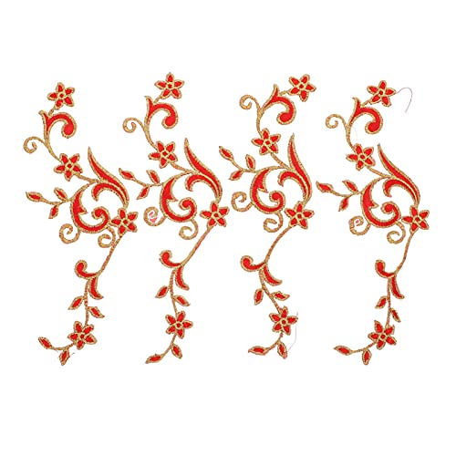 Holibanna 4 Stück Stickerei Patches für Kleidung Modeaccessoires zum Aufnähen und Aufbügeln für DIY Projekte Jeans Taschen und Mehr Rot für Kreative Gestaltungen von Holibanna