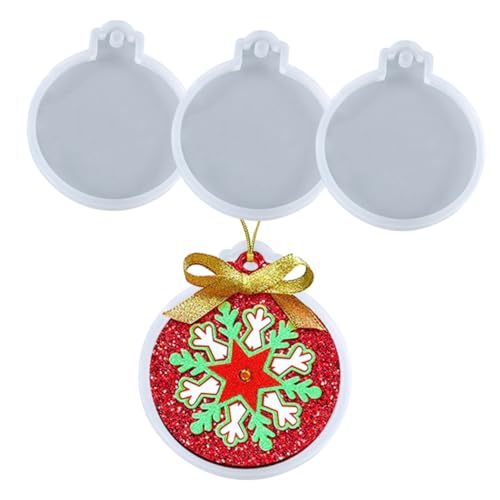 Holibanna 4 Stück Teiliges DIY Silikon Gießform Rund für Epoxidharz Flexible Geruchslose Xmas Dekorplatte zum Basteln Langlebige Praktische Silikonform für Handwerk und Geschenkideen von Holibanna
