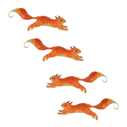 Holibanna 4 Stück Teiliges Eichhörnchen Bügelpatches zum Aufnähen Bestickte DIY Kleidung Reparatur Sticker Applikationen für Hosen Rucksäcke Jacken und Taschen Einfach Anzubringen von Holibanna