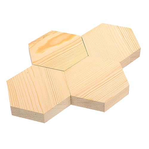 Holibanna 4 Stück Teiliges Hexagon Holzscheiben Unbehandeltem Kiefernholz für Diy Bastelprojekte Breit Holzstücke zum Dekorieren für Erwachsene von Holibanna