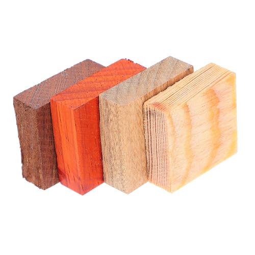 Holibanna 4 Stück Teiliges Holzringe zum Basteln aus Unbehandeltem Holz DIY Schmuckherstellung Verschiedene Holzarten Chicken Wing Blutdrache Goldschnitzel Ebenholz für Kreative von Holibanna