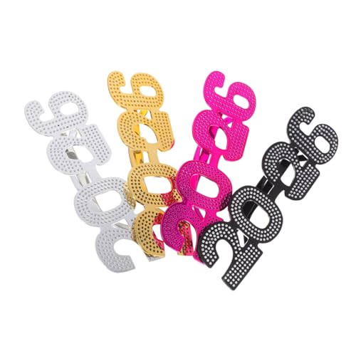 Holibanna 4 Stück Teiliges Partybrillen Leichtes Foto Requisit Neujahrsfeier Silvester Familienparty Zubehör Schwarz Gold Rosa Silber von Holibanna