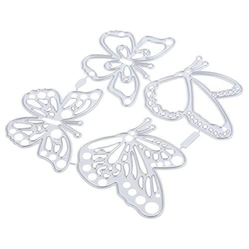 Holibanna 4 Stück Teiliges Schmetterling Stanzformen aus Metall Präzise Craft Cutting Dies für DIY Scrapbooking Album Kartenherstellung und Dekorative Papierkunst Silberne Präge Schablonen von Holibanna