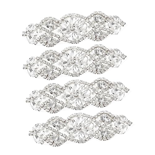 Holibanna 4 Stück Teiliges Strass Applikation Gürtel für Brautkleider Selbstklebende Rhinestone Patches für Hochzeitsgürtel und Funkelnd für Brautmode und Festliche Anlässe von Holibanna