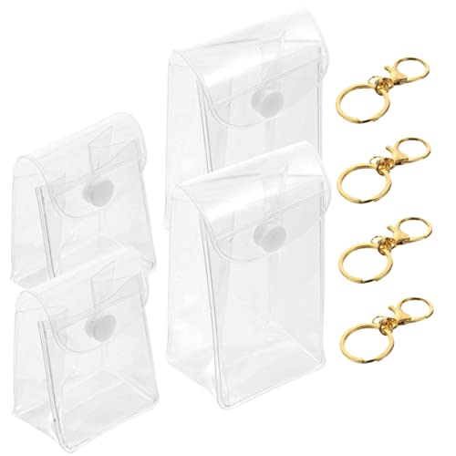 Holibanna 4 Stück Teiliges Transparente Lippenbalsam Organizer mit Schlüsselanhänger PVC Mini Handy Tasche für Figuren und Kosmetik für Reisen und Aufbewahrung von Holibanna