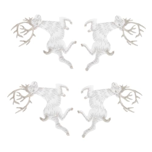 Holibanna 4 Stück Weihnachtsdekorations Patches Bestickte Reh Motive für DIY Projekte Langlebig Rayon zum Reparieren und Verschönern von Kleidung Sicher und Leicht zu Lagern von Holibanna