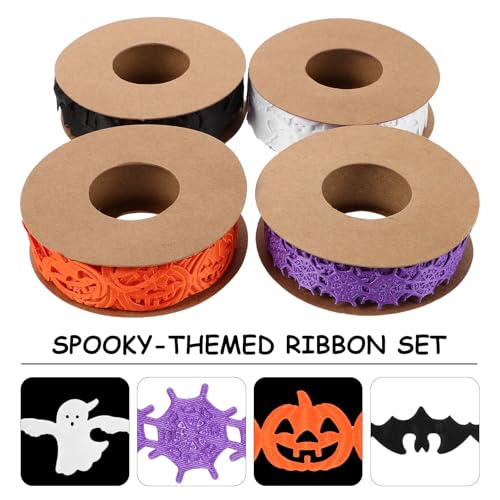 Holibanna 4-teiliges Halloween-Band-Set: Geister-, Fledermaus-, Kürbis- und Spinnennetz-förmiges Band für Party-Dekoration, Geschenkverpackung, Kranzherstellung, Halloween-Dekorationen Holibanna 4-teiliges Halloween-Band-Set: Geister-, Fledermaus-, Kürbis- und Spinnennetz-förmiges Band für Party-Dekoration, Geschenkverpackung, Kranzherstellung, Halloween-Dekorationen von Holibanna