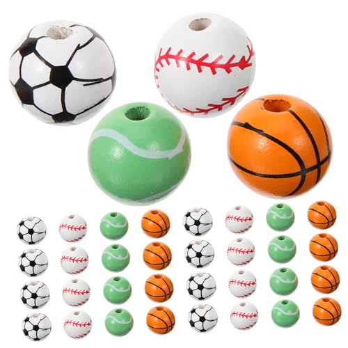 Holibanna 40 Stück Teiliges Holzperlen Spacer Beads für Armbandherstellung Bemalte Kugelperlen für DIY Schmuck Haltbare Verschleißfeste Perlen zum Auffädeln und Basteln von Armbändern und von Holibanna