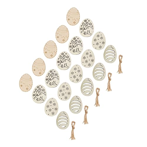 Holibanna 40 Stück hölzerne Aufhängung Kaninchenausschnitt hängend Dekorationen Party unfertige Eierverzierungen Holzmalerei Scheibe Holzausschnitt Scheibe Ostern Holzscheibe von Holibanna