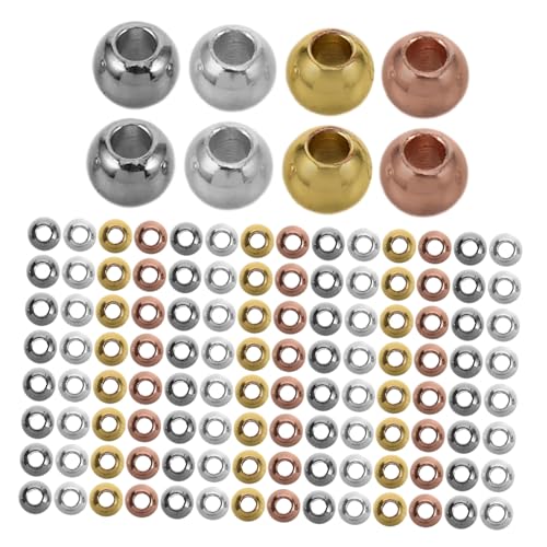 Holibanna 400 Stück Glatte Runde Metall Spacer Perlen Farblich Gemischt in Gold Weißgold Roségold und Silber Langlebig mit Stabilem für DIY Schmuckherstellung Armbänder Halsketten und von Holibanna