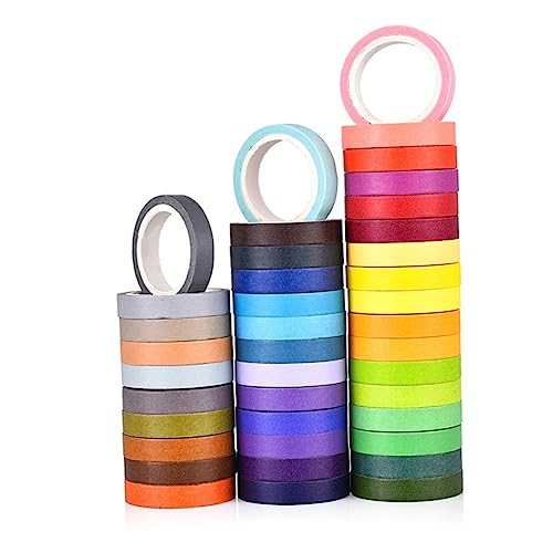 Holibanna 40Stücke Washi Tape Dekorative Klebebänder für Scrapbooking Tagebücher Planer und Bastelarbeiten Hochwertiges Papierband Frisches Design Leicht Ablösbar von Holibanna