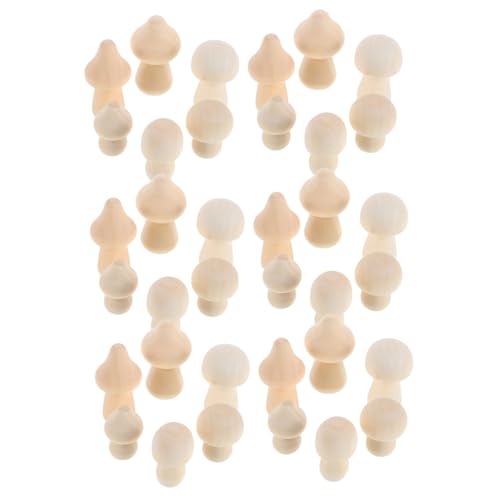 Holibanna 42 Stück Holzpilzschmuck kleine Pilze Holzpilzdekorationen handgefertigte Mini -Pilze Pilz-Schreibtischzubehör Pilzform Holz Pilzregaldekoration unfertiger Holzpilz hölzern Beige von Holibanna