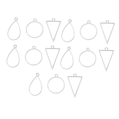 Holibanna 45 Stück Offene Rahmenanhänger Geometrische Hohlrahmen für Diy Schmuckherstellung Silberne Pendants Dreieck Tropfen Rund von Holibanna
