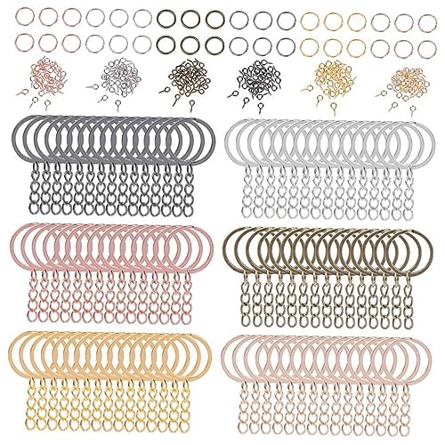 Holibanna 450Stücke Schlüsselbund Zubehör Teile Schlüsselringe und Offene Sprungringe Kit für DIY Schmuckherstellung und Bastelprojekte Langlebig und Vielseitig Einsetzbar von Holibanna