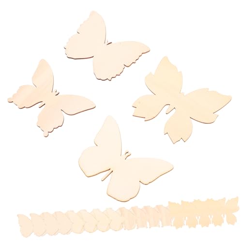 Holibanna 48 Stück Teiliges Holz Schmetterlinge Naturbelassen Blanko Holzplatten für DIY Bastelprojekte Bemalbar Langlebiges Holzmaterial für Kreative Handwerksarbeiten und Dekorationen von Holibanna