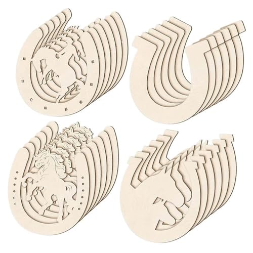 Holibanna 48 Stück Teiliges Hufeisenförmige Holzscheiben zum Bemalen Leichte DIY Graffiti Holzchips Robuste Holzanhänger für Bastelprojekte und Kreative Dekoration von Holibanna