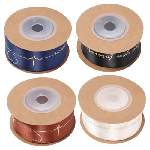 Holibanna 4Rollen Geschenkverpackungsband mit Bronzing Druck Yards pro Rolle Dekoratives Band für DIY Basteln Scrapbooking Geschenkverpackung für Hochzeiten und Feste von Holibanna