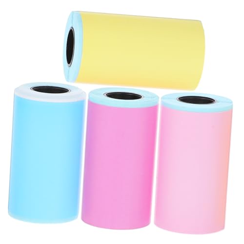 Holibanna 4Rollen Selbstklebende Thermoetiketten Farbige Aufkleber für Mini Drucker Bedruckbar für Etikettendrucker Supermärkten und Einzelhandel von Holibanna