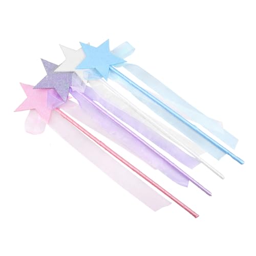 Holibanna 4Stücke Feenstab Glitzerstern Requisiten für Bühnenaufführungen Farbenfrohe für Geburtstagsfeiern Cosplay und Rollenspiele von Holibanna
