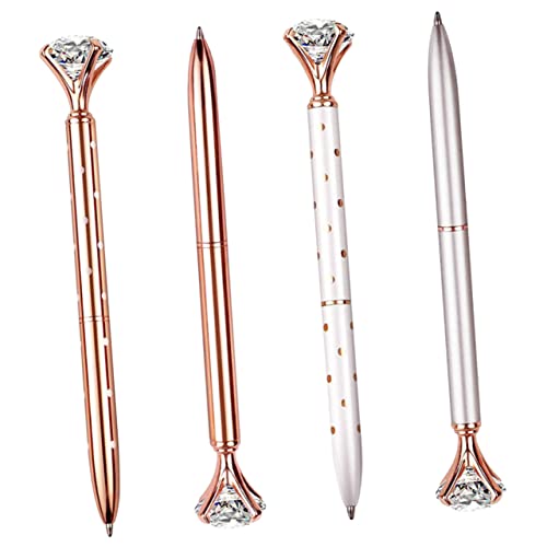 Holibanna 4Stücke Kugelschreiber Mit Stylischen Diamantstiften Komfortgriff Schnelltrocknende Für Schule Büro Und Kreative Anwendungen Metallisch Elegant Damen von Holibanna