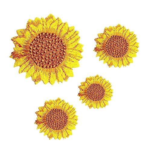 Holibanna 4Stücke Sonnenblumen Nähflicken Stickapplikationen für DIY Kleidung Reparaturflicken für Kinderbekleidung Lebensechte Blumenmuster für Bastelprojekte von Holibanna