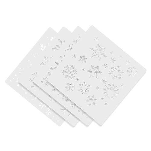 Holibanna 4Stücke Teiliges Schneeflocken Schablonen für Wiederverwendbare Malvorlagen Kunststoff für Kreative DIY Projekte für Fensterdeko und Festliche Gestaltung von Holibanna
